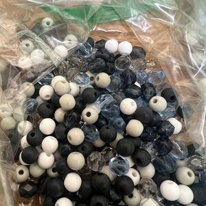 Mixed loose Bead Set in Black, White, and Gray
